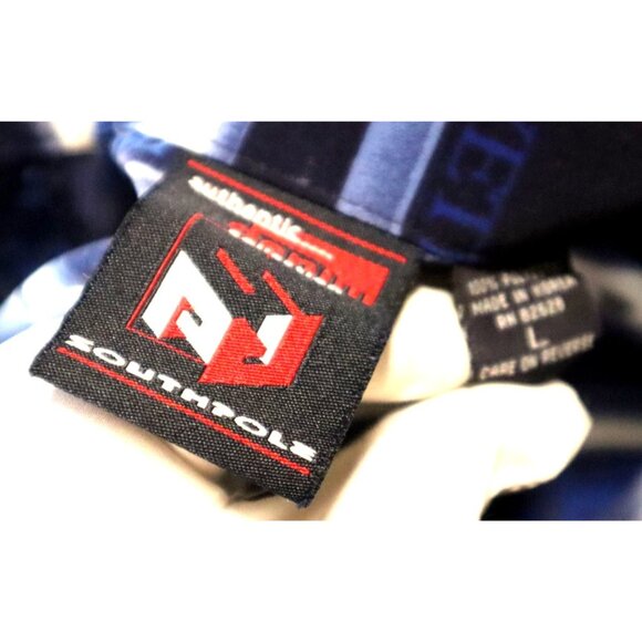 Southpole Striped Shirt Blue White Large Button-Down Retro Y2K Streetwear - Picture 5 of 11